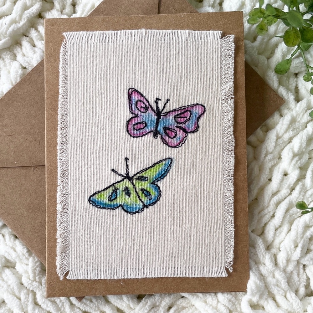 Embroidered Butterfly Greeting Card